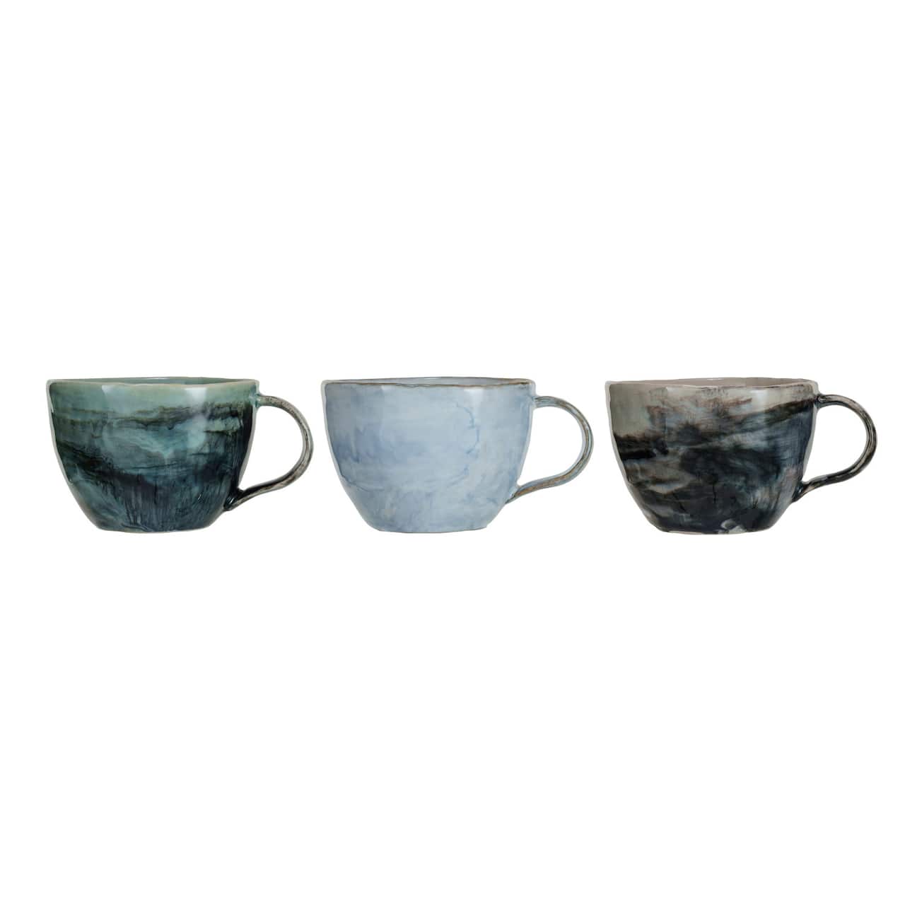 Hello Honey® 3" Multicolor Stoneware Mugs with Marble Finish, 3ct.
